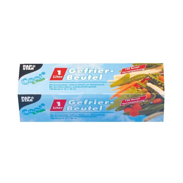 STARPAK Gefrierbeutel, LLDPE 1 l 100St 14157 24cmx16cm in Faltschachtel