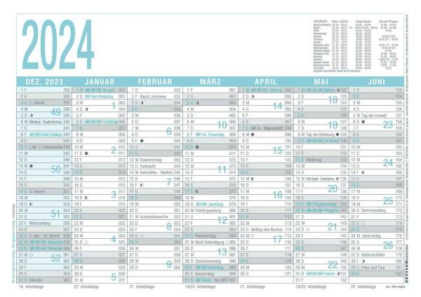 ZETTLER Wandkalender A4 ohne Namenstag 660149/909-0000 7Monate-1Seite