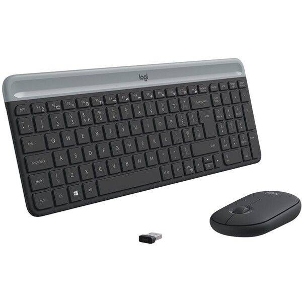 LOGITECH Tastatur + Maus kabellos grafit 920-009188 / MK470 Slim