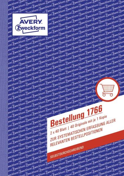 AVERY ZWECKFORM Bestellscheinbuch A5/2x40Bl SD 1766