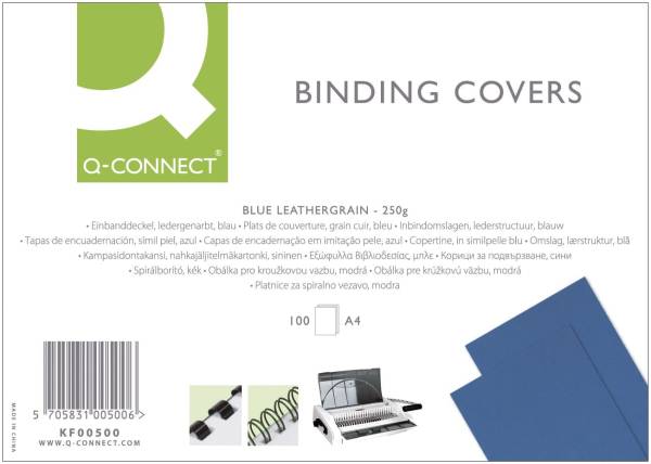 Q-CONNECT Einbanddeckel Leder A4 blau KF00500 250g 100ST