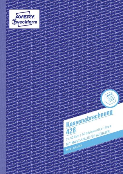 AVERY ZWECKFORM Kassenbuch A4/2x50BL 428