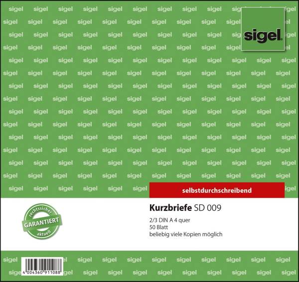 SIGEL Kurzbrief 2/3 A4 50BL SD009 50Bl/SD