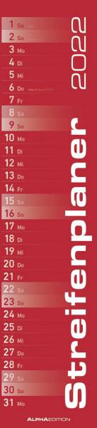 ALPHA Streifenplaner grau/rot 160586 15x64cm
