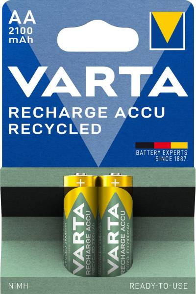 VARTA Batterie Akku AA/HR6 2ST Recycled 56816 101 402 2100 mAh