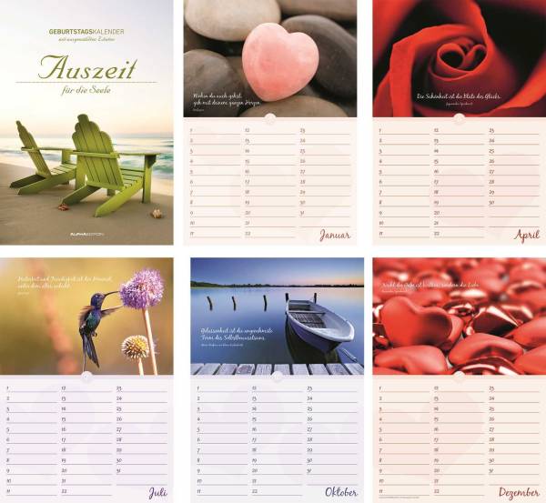 ALPHA Geburtstagskalender immerwährend 160819/880818 23x23cm