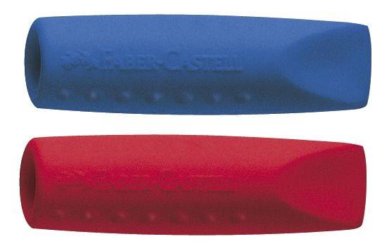 FABER CASTELL Radierer Grip 2001 grau+blau/grau+rot 187001 2St