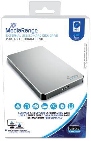 MEDIARANGE Festplatte extern 2TB silber MR997