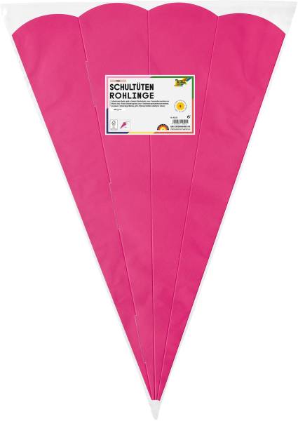 FOLIA Schultüte 68cm Rohling 5ST pink 92523 eckig