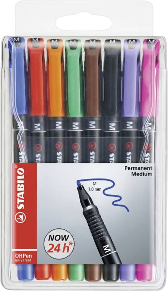 STABILO Folienstift OHPen M Etui 8 Farben 843/8 permanent