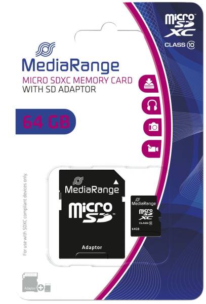 MEDIARANGE Speicherkarte MicroSDHC 64GB Class10 MR955