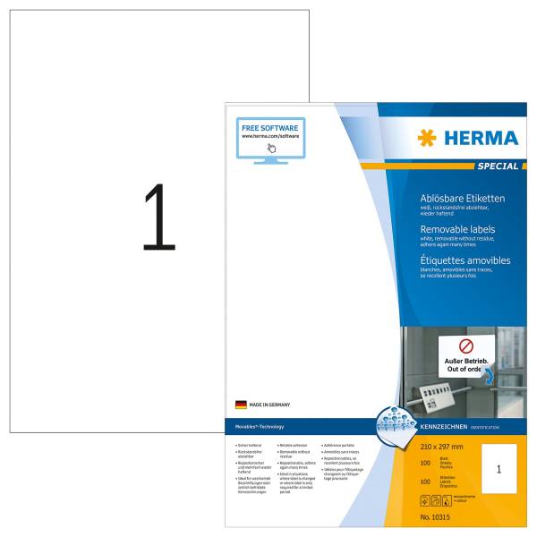 HERMA Super-Print Etiketten Movables 10315 210x297mm BB