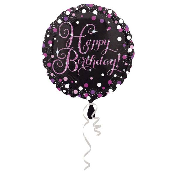 AMSCAN Folienballon Happy Birthday schwarz/pink 3378201 D43cm