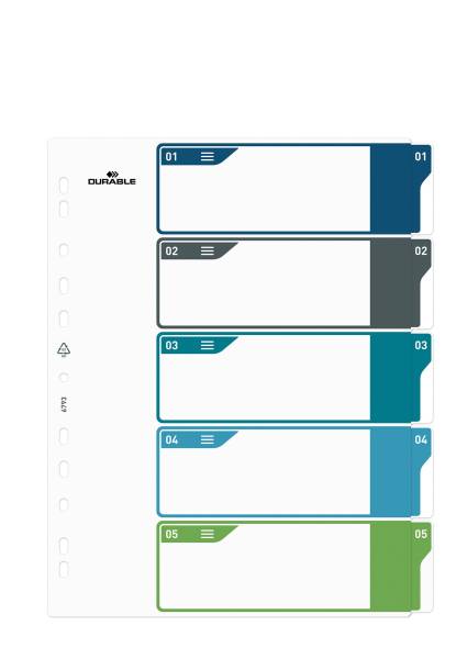 DURABLE Ordnerregister 1-5 PP/A4+ weiß/fbg. 6793 27 Überbreit EDV