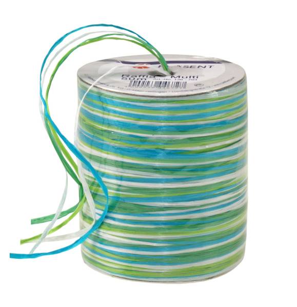 Bast Raffia 50m türkis/limette/creme 36-703 Multicolor