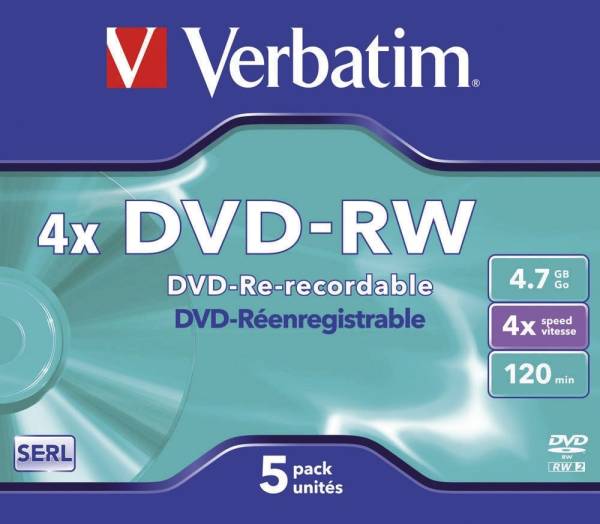 VERBATIM DVD-RW 5erPack 43285 4.7GB/120M