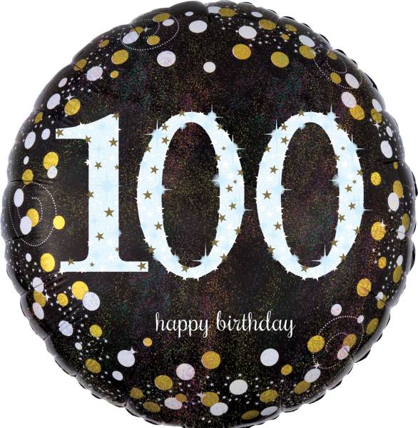 AMSCAN Folienballon Happy Birthday 100 3374401 Sparkling 43cm D.