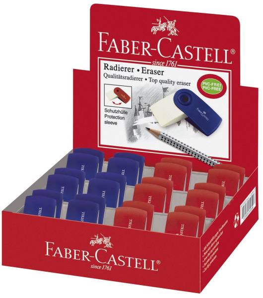 FABER CASTELL Radierer Sleeve Mini rot/blau 182411