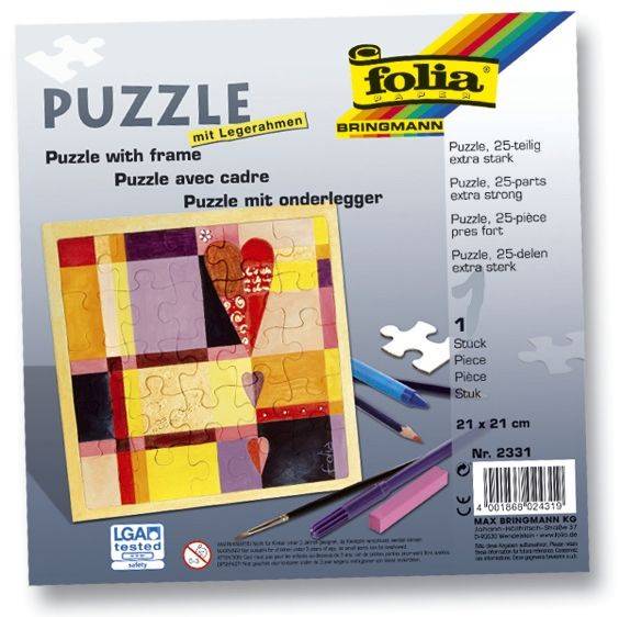 FOLIA Puzzle 25tlg.blanko weiß 2331 21x21cm m.Rahmen