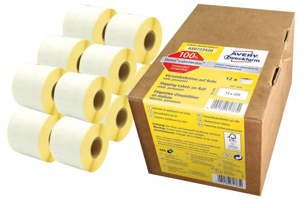 AVERY ZWECKFORM Rollenetiketten 54x101mm weiß 12 RL AS0722420