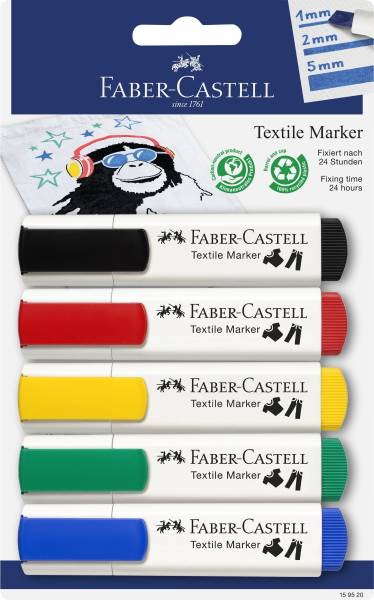 FABER CASTELL Textilmarker 5ST Standardfarben sortiert 159520