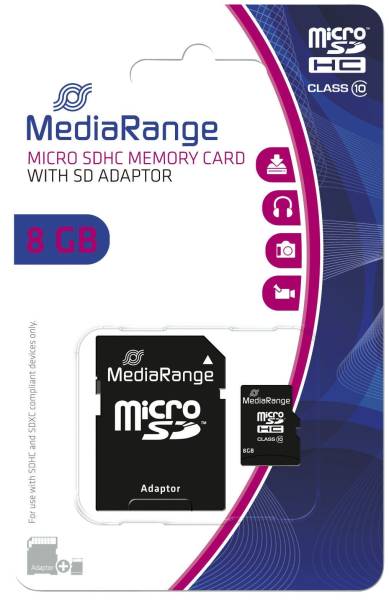 MEDIARANGE Speicherkarte MicroSDHC 8GB MR957 Class10