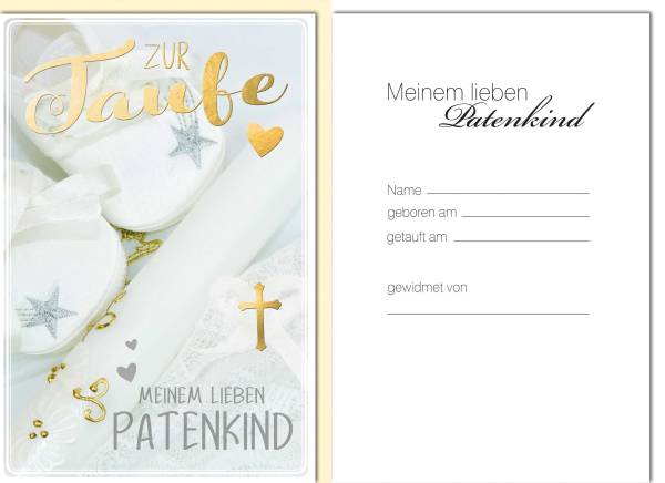 Braun+ Company Taufkarte Patenkind Schühchen und Kreuz 5346-22163