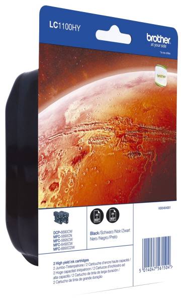 BROTHER Tinte LC1100HYBKBP2 / LC-1100HYBKBP2 BROI1100K2 XL Doppelpack