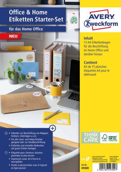 AVERY ZWECKFORM Universaletiketten Office&Home sortiert 49300