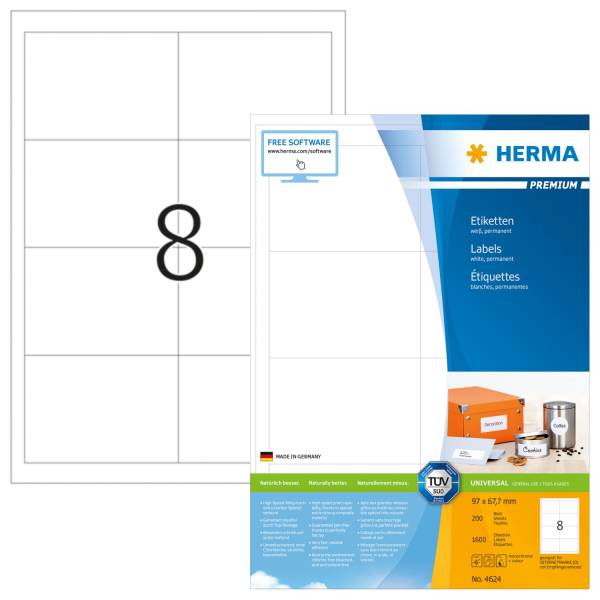HERMA Universaletiketten 96,5x67,7 w 4624 C4/C5-K BB