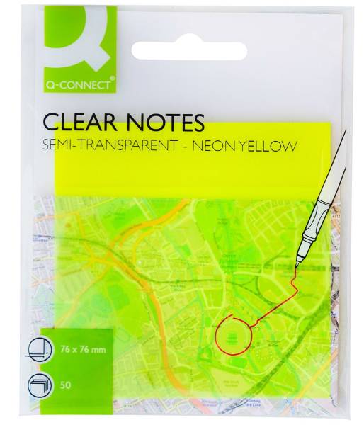 Q-CONNECT Haftnotizblock 50BL PP transparent-gelb KF10369 76x76mm