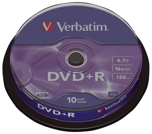 VERBATIM DVD+R 10er Spindel 4,7Gb120min 43498