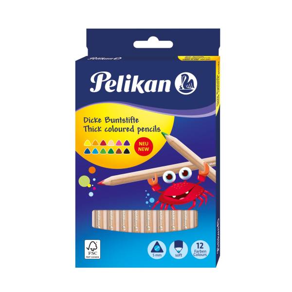 PELIKAN Farbstift 12ST Natur dick sort 400142590 700047 BSD12DN