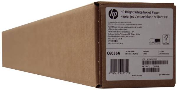 HP Plotterpapier 914mmx45,7m weiß P C6036A 90g 36"