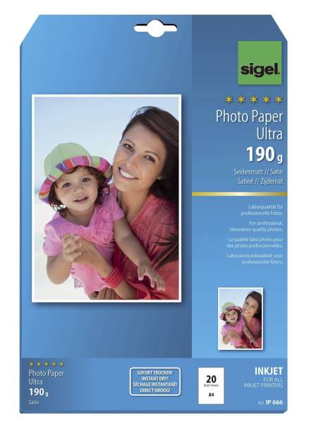 SIGEL Inkjet Fotopapier Ultra A4 IP666 matt 20BL 190g