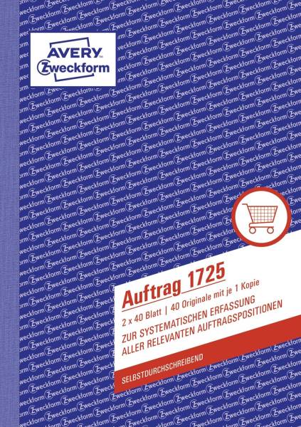 AVERY ZWECKFORM Auftragsbuch A5/2x40BL SD 1725