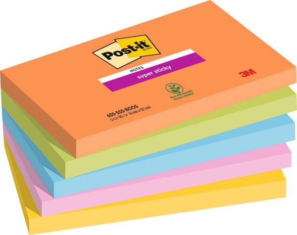 POST-IT Haftnotizblock Boost 5x90BL sortiert 655-5SS-BOOS 76x127mm