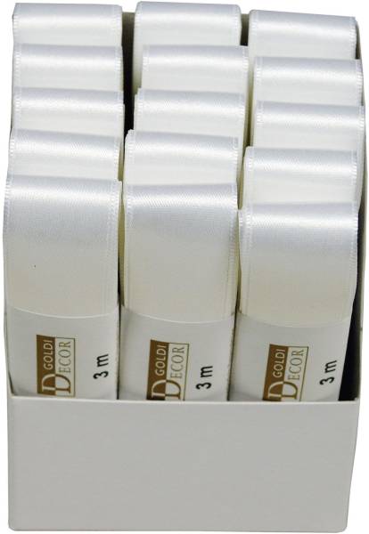 GOLDINA Doppelsatinband 25mmx3m weiss 1172025011503