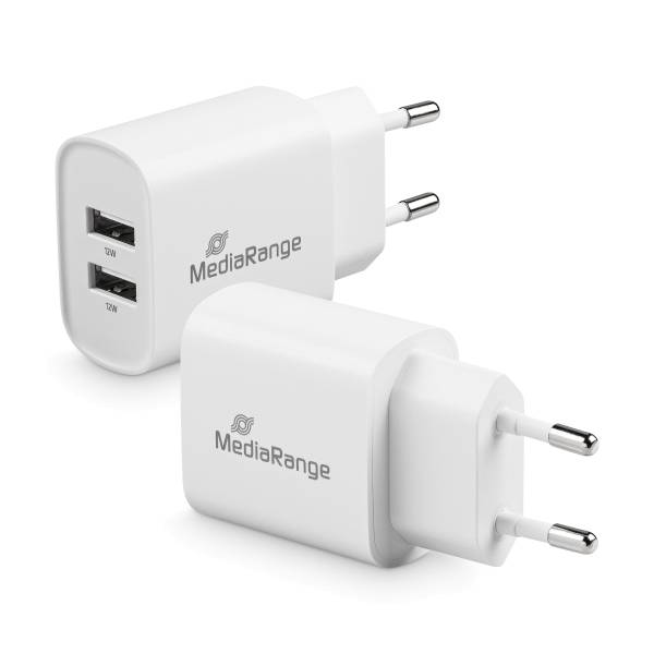 MEDIARANGE Ladegerät Steckdose 2x USB-A weiß MRMA114 12 Watt