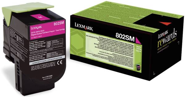 LEXMARK Lasertoner 802SM magenta 80C2SM0 Return