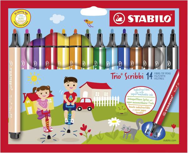 STABILO Faserschreiber 14 Stück Trio Scribbi 368/14-01