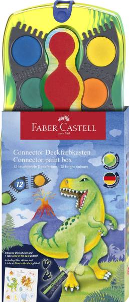 FABER CASTELL Farbkasten 12ST Connector Dino 125013