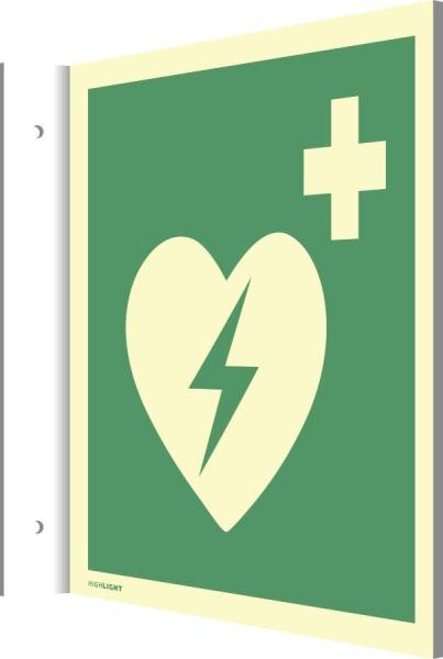 MOEDEL Fahnenschild Defibrillator AED 99567 148x148mm