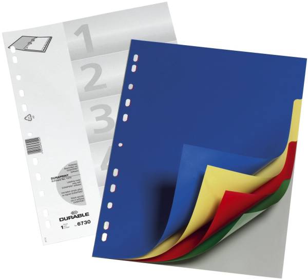 DURABLE Register Plastik blanko A4 5tlg. 6730 27 farbige Taben