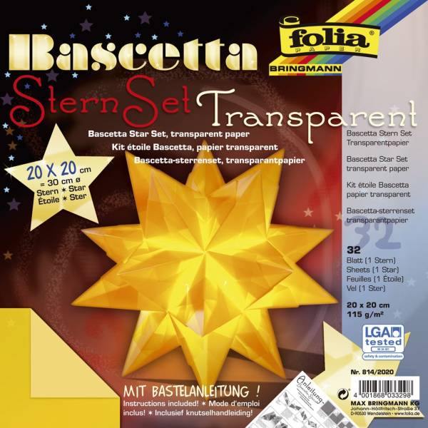 FOLIA Bastelset Bascetta Stern gelb 814/2020 20x20cm