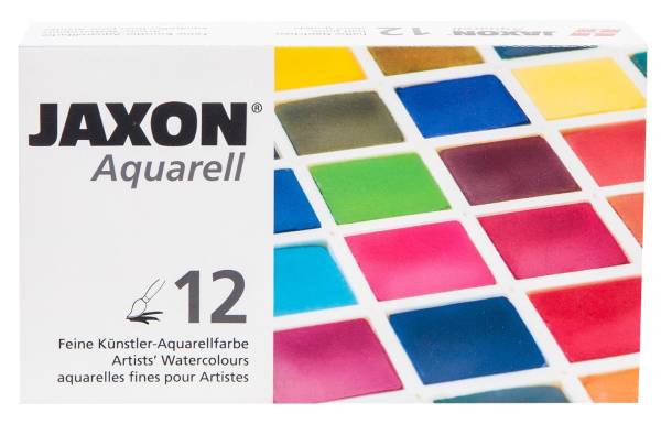 JAXON Aquarellfarbkasten 12ST 1/2 Näpfe 89912 im Metallkasten