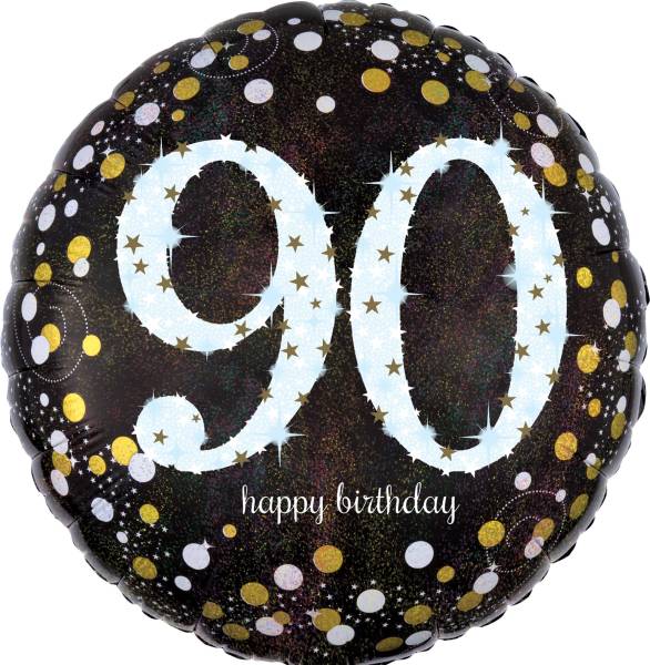 AMSCAN Folienballon Happy Birthday 90 3374301 Sparkling 43cm D.