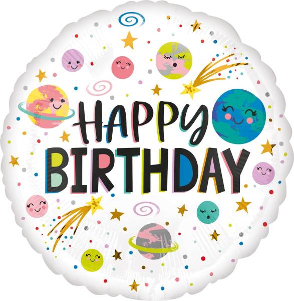 AMSCAN Folienballon Happy Birthday Galaxy 3962501