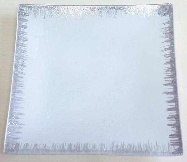 Glasteller weiß- silber QL7182-2 20x20cm