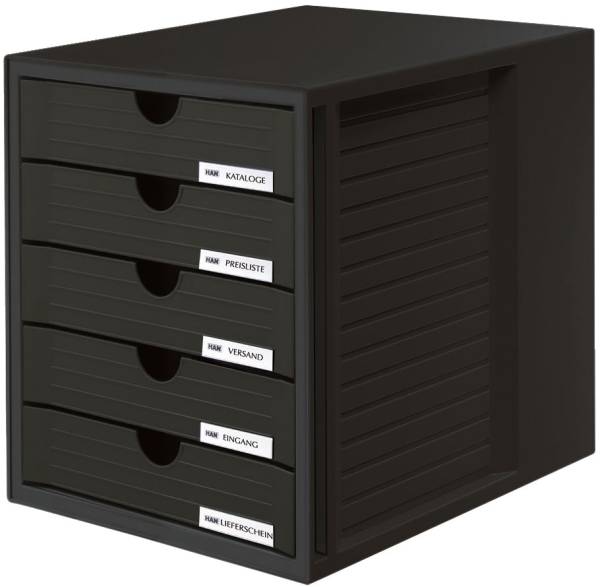 HAN Schubladenbox schwarz 1450-13 5 geschlossene Schuebe